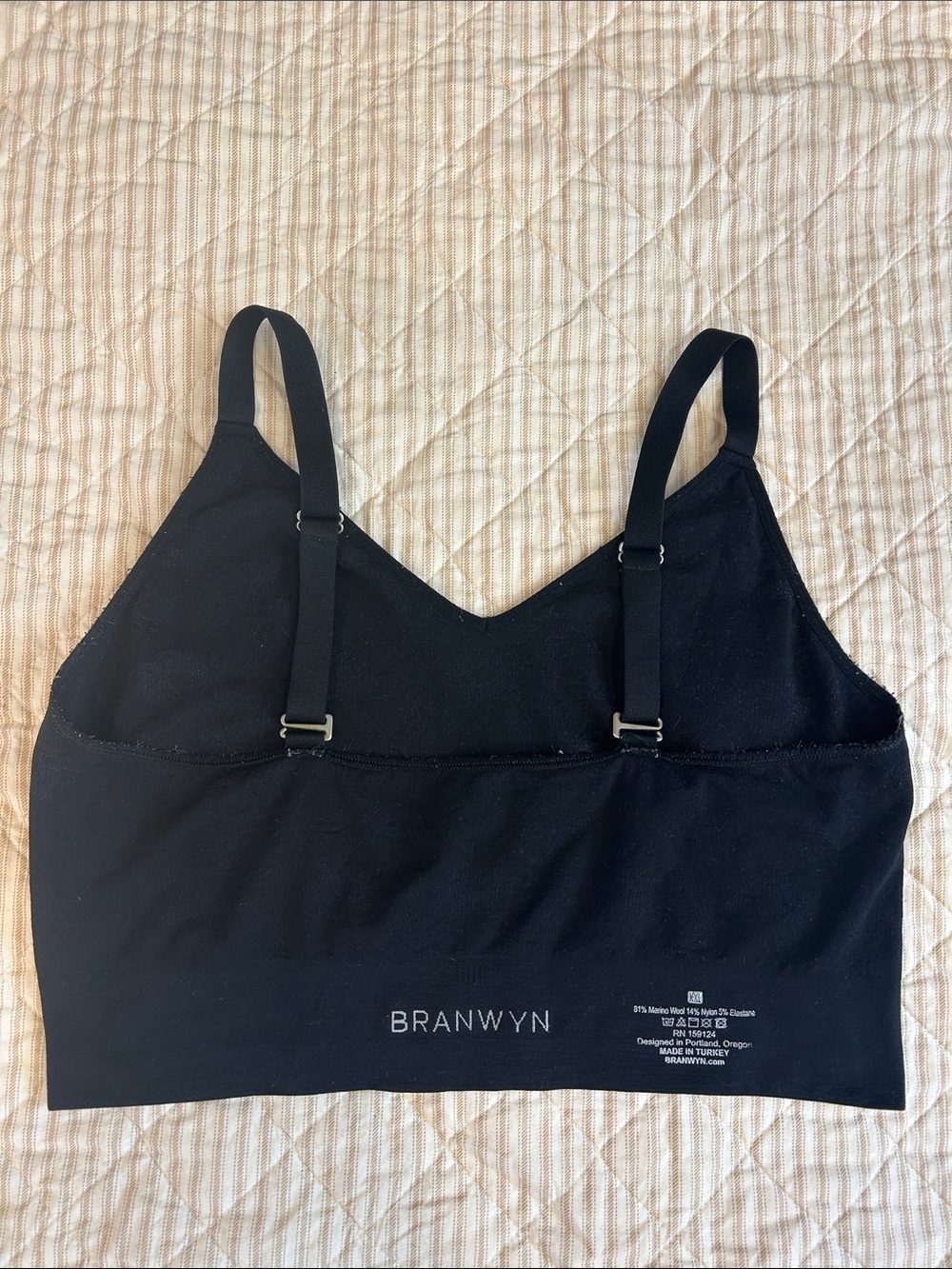GUC Branwyn Black Wool Essential Busty Bra Bralette with Adjustable Straps - Picture 3 of 15